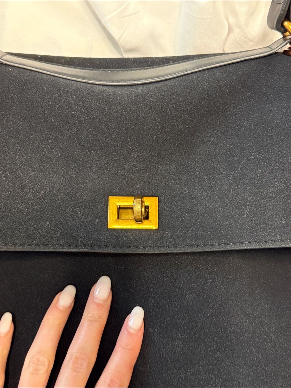 Vintage Black Satchel with Gold Turn-Lock - Picture 5 of 6